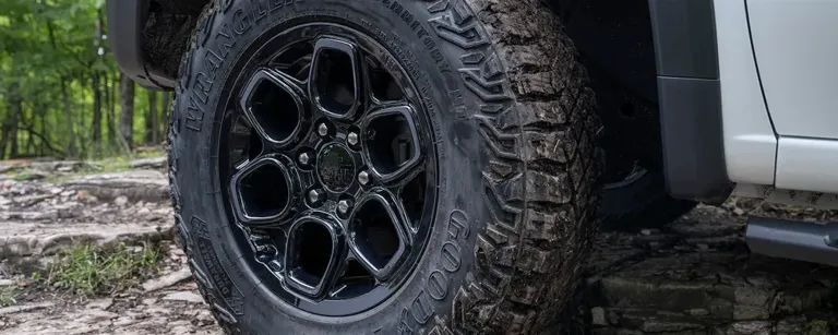 The 18" AEV Wheel Paired with 33" Goodyear Wrangler Territory MT Tires of the Silverado ZR2 Bison